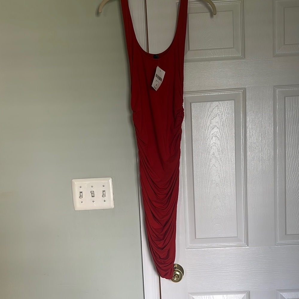 Forever 21 Red Bodycon Maxi Dress Scoop Neck Sleeveless